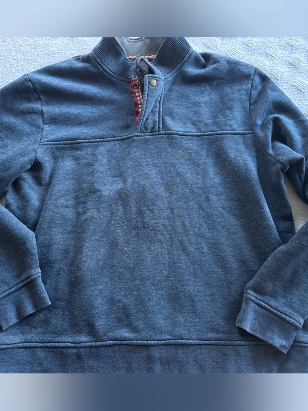 Orvis Mens Signature Quarter 1/4 Zip Heather Navy Fleece Pullover - X Large